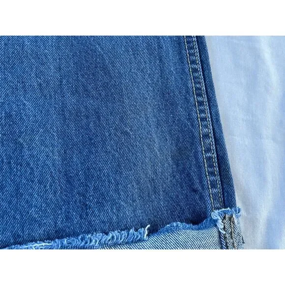 Calvin Klein Wide Leg Fray Bottom Jeans Size 8 100% Cotton Roll Up, High Rise - Picture 14 of 14